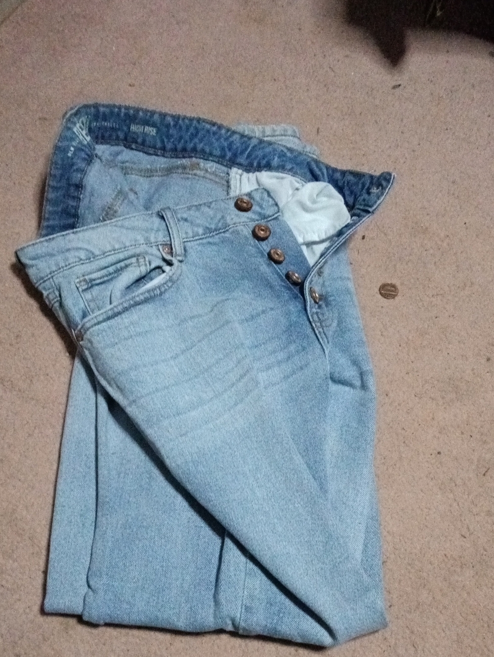 Los Angeles Apparel Light Blue High-Rise Button-Fly Jeans